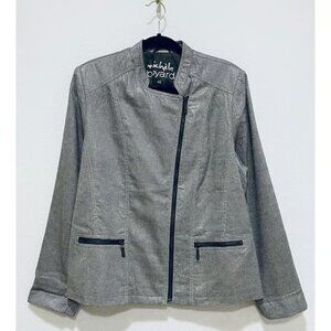 Michele Boyard Jacket Womens 46 Silver Metallic Moto Linen Cotton Grunge Boho